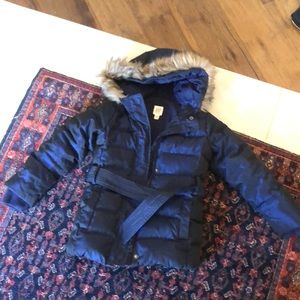 Gap parka- metallic blue. Belted